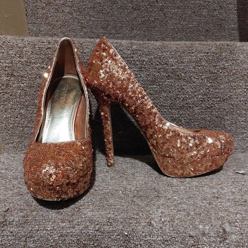 Bakers Gold Sequin Heels